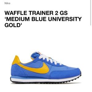 Nike Waffle Trainer 2 Blue University Gold youth size 5.5 euro 38 women 7.5 nwot